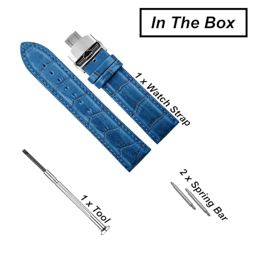 Image of DBLACK ''HOOK'' Leather Watch Strap with Butterfly Lock, Bamboo Design Pattern Full Padded Watch Belt / / For 18mm, 20mm, 22mm, or 24mm Watch Band (Choose Your Size & Color)