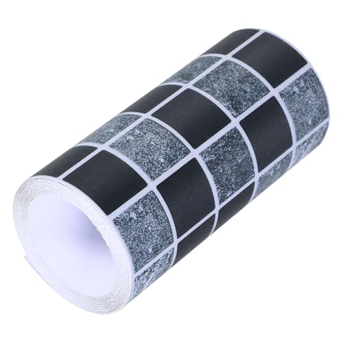 FENICAL Pegatinas Autoadhesivas para Bordes de Azulejos de Pared en Cocina y Baño, Borde de Rejilla Negro de Pvc para Proteger y Decorar Paredes