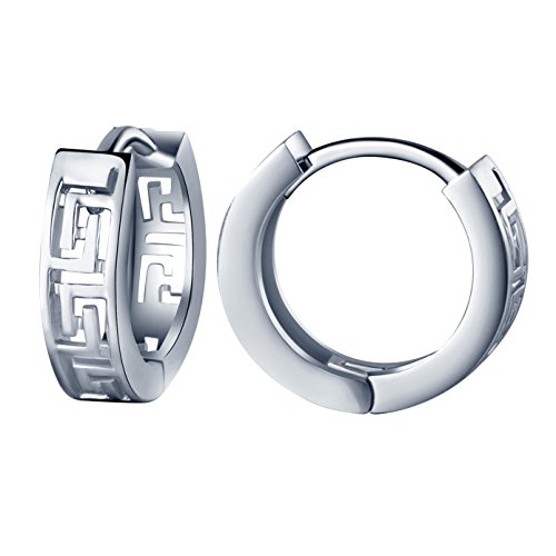 Infinite U Huggie Earrings 925 Sterling Silver Small Hoop for Women (Maze)