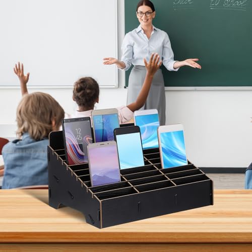 Sosoport Handy Aufbewahrungsbox Aus Holz Mit 30 Fächern Mobiler Organizer Für Klassenzimmer Und Büro Stabiler Telefonständer Zur Ordnung Und Sicherung Von Mobiltelefonen