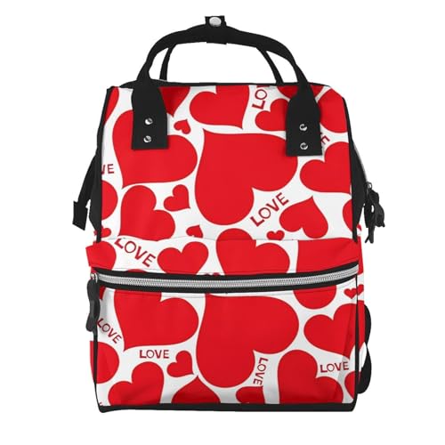 Sac à langer imprimé cœur sac à dos grande capacité multifonction imperméable Noir