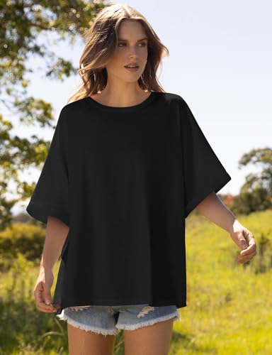 UEU Women Oversized T-Shirt Summer Casual Loose Fit Short Sleeve Basic Tops Workout Gym Tee Shirt4