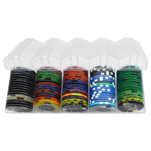Estuche para fichas de fiesta, organizador de fichas de póquer, caja de acrílico transparente con tapa, 100 suministros de juego de blackjack, solución de almacenamiento de fiesta caseno, accesorios