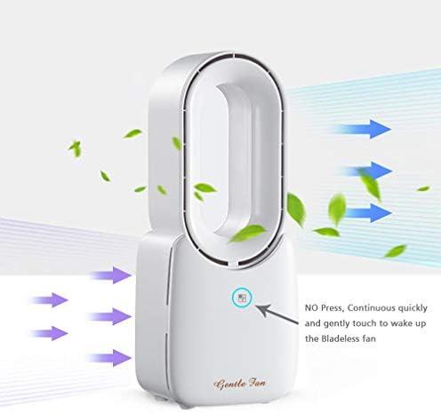 Bladeless Fan Desk Baterry Fans USB Rechargeable Gentle Breeze Personal Table Fan - 4 Wind Mode/Speed, Safety for Home, Baby, Bedroom, Office Easy to Clean (White)