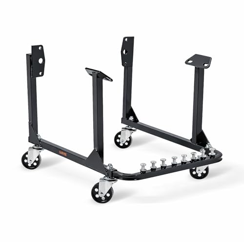 Engine Cradle with Wheels - Heavy Duty Steel Support Bracket, 750 lbs Capacity, 4 Swivel Casters, Black, Fits Chevrolet Small & Big Block - Color: Black | 3" Heavy Duty Steel Wheel