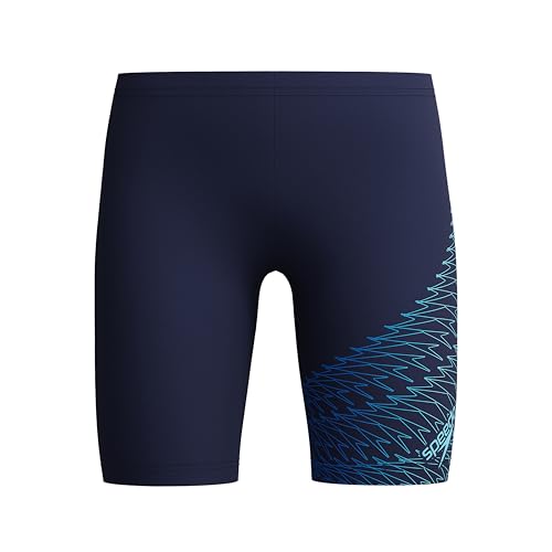 Speedo Jungen Lagenschwimmhose mit Logo | Schwimmtraining Kinder | Hochentwickeltes Material | Sportliches Design Schwimmbekleidung, Sugar Blue/Celeste/Iris Mirror, 11-12