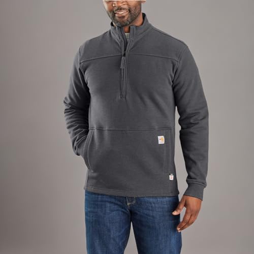 Image of Carhartt Men's Flame Resistant Rain Defender Relaxed Fit Mock Neck Fleece Pullover