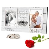 Then & Now Anniversary Picture Frame, 25th Anniversary Presents for Couples, Celebrate Marriage Anniversary Photo Frame with Sentimental Quote, Engagement Bridal Shower, 4x6 Inches Photos