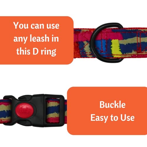 Image of Emily Pets Dog Collar with Safety Locking Buckle, Adjustable Soft Breathable Comfortable Nylon Pet Collar for Small, Medium Dogs and Cats (Color May Vary)