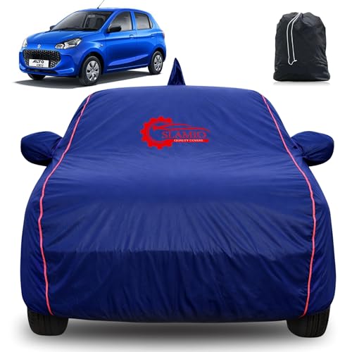 Image of 100% Waterproof Car Cover for Maruti Suzuki Alto K10 2022-2026 | All-Weather, Dustproof & UV Protection | Heavy-Duty 3-Layer Fabric | Custom Fit with Mirror & Antenna Pocket | Navy Blue