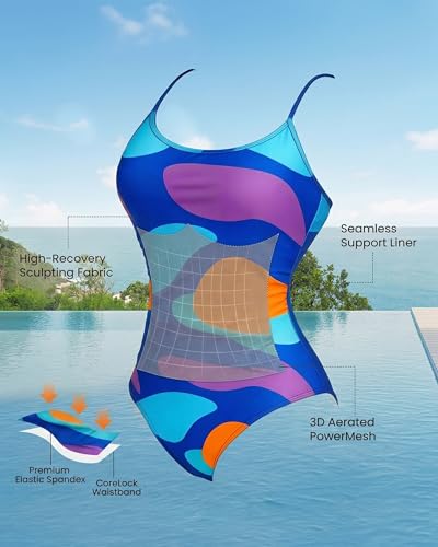Image of Period Swimwear for Teens One Piece Ultra-Thin Quick-Dry Leakproof Tummy Control Swim Suit ,Multi