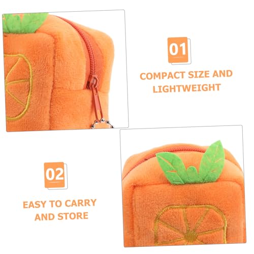 NOLITOY Cute Orange Coin Purse for Women Fluffy Makeup Bag Lipstick Earphone Holder Mini Wallet for Change Cards3