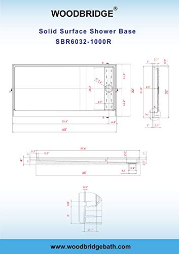 Woodbridge Sbr6032-1000R-Bn Shower Base, 60"X 32", White With Brushed Nickel Cover #TOP5