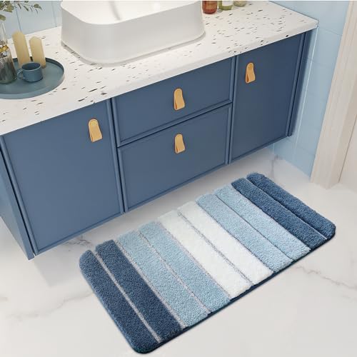 DEXI Bath Mat 50 x 80 cm, Extra Soft Absorbent Microfiber, Non-Slip Washable Rugs for Shower Floor, Bathmat Bathroom Accessories Decor, Blue - Cosy Home Interiors DEXI Bath Mat 50 x 80 cm, Extra Soft Absorbent Microfiber, Non-Slip Washable Rugs for Shower Floor, Bathmat Bathroom Accessories Decor, Blue - Image 8