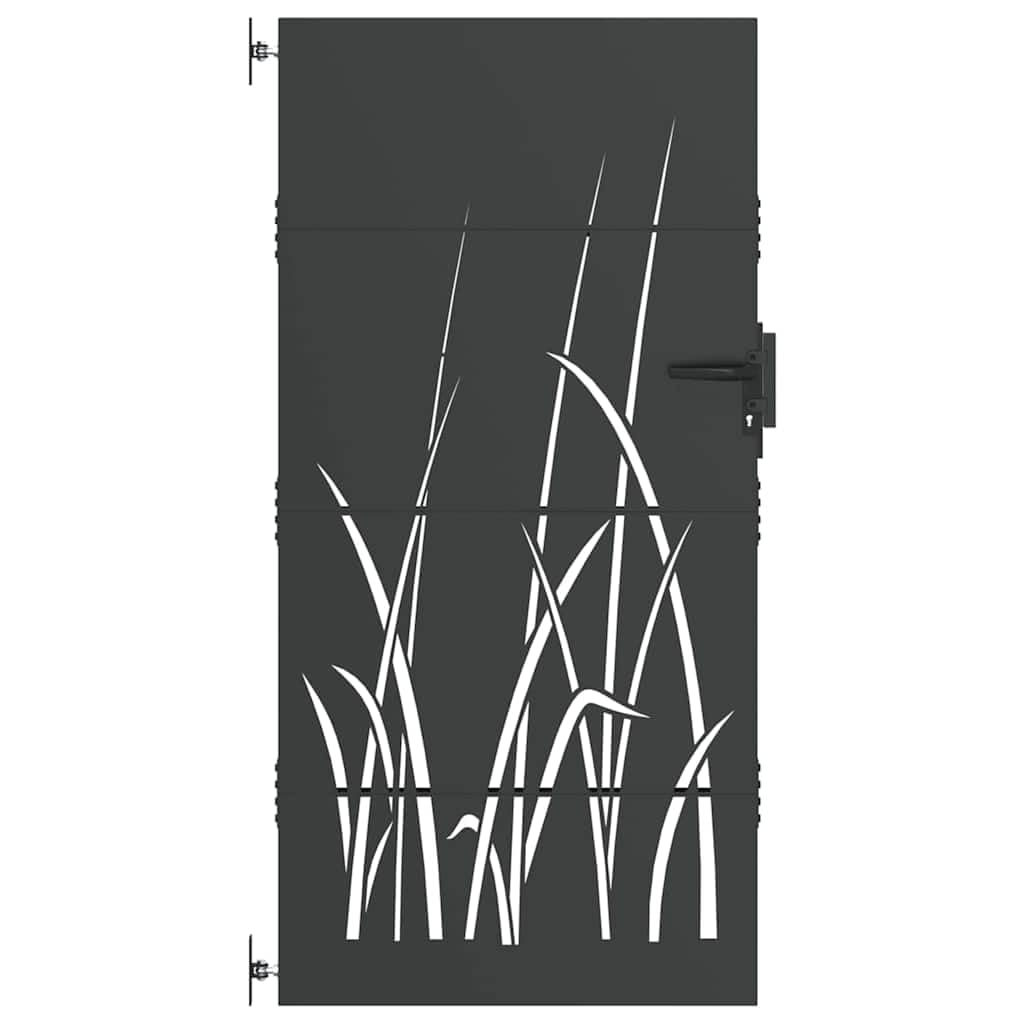 vidaXL Gartentor Schwarz 85 x 175 cm Pulverbeschichteter Stahl, Garten und Terrasse, moderne Außensicherheit, robuster Metallzaun für den Zugang, stilvoller rechteckiger Eingang
