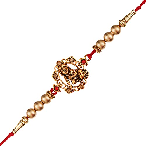 Image of eCraftIndia Floral Diamond Rakhi with Roli Chawal Pack | Rakhi for Brother Bhaiya Bhai