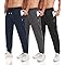 lomsoe 3er-Pack Jogginghose Herren Tapered, Sporthose Herren Lang mit Reißverschlusstaschen, Trainingshose Sweatpants Fleece Slim Fit für Laufen und Fitness(Schwarz,Dunkelgrau,Marineblau,L)