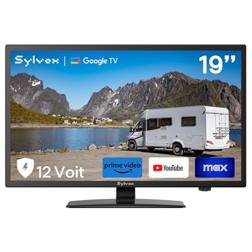 Image of SYLVOX 19-Inch RV TV, 12 Volt Smart TV with Google OS, 178° Wide Viewing, HDMI/USB Ports, AC/DC Power, Voltage Protection for Camper, Motorhome and RV Use