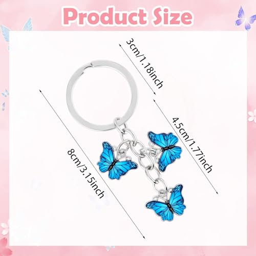 Image of 2Pcs Butterfly Keyrings For Women, Cute Keychain Girly Butterfly Keyring For Girls, Metal Key Ring Small Gift for Key Bag Purse Accessories(Pink Blue)