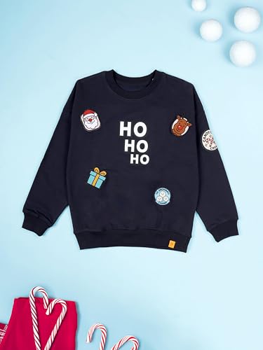 Image of KiddoPanti Boys Solid Round Neck Full Sleeve Fleece Sweatshirt | 60% Cotton 40% Polyester | Soft Warm Winter Pullover | Ribbed Cuffs & Hem | Casual Winter Sweatshirt for Kids