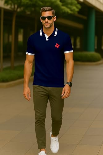 Image of Dagcros Classic Men's Polo T-Shirt with White Trim, Short Sleeve for Mens