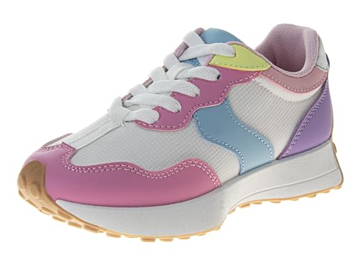 KENSIE GIRL Casual Fashion Sneakers Lace Up Shoes - Kids Athletic Shoe Lightweight Breathable Tennis Running Sneaker - Multi (Size 12 Little Kid)