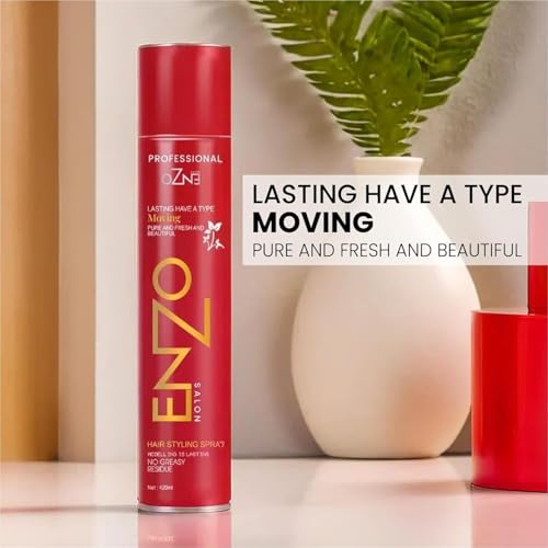 Image of Enzo Super Hold Hair Spray for Men & Women | Strong Hold Professional Styling Spray | No Stiffness, Natural Finish | Suitable for All Hair Types | 420 ml (Pack oF1)