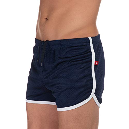 Men's Running Shorts Workout Breathing Gym Shorts Athletic Sports Casual Mesh Short Pants (Dark Blue, Small) #TOP1