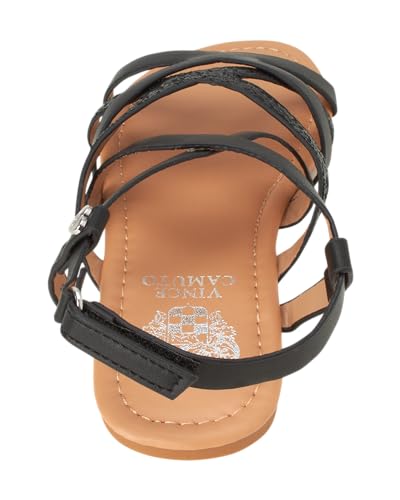 Image of Vince Camuto Girls' Sandals - Open Toe Summer Strappy Flat Dress Shoes with Glitters and Secure Hook and Look Closure