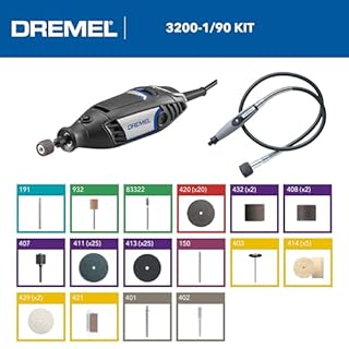 Dremel 3200 Rotary Tool 130W, Multitool Kit with 1 Flexible Shaft Attachment, 90 Accessories, Variable Speed 10.000-35.000 RPM for Cutting, Carving, Sanding, Polishing, Routing, Grinding