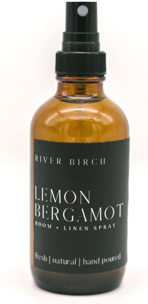 River Birch Lemon Bergamot Linen and Room Spray | Home Fragrance | 4 oz Glass Amber Bottle | Luxury Signature Scent | Handmade in Texas
