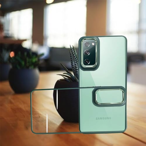 Image of A rtistque Ultra Hybrid Clear Back Cover Case for Samsung Galaxy S20 FE | Drop Protection | Transparent | Smooth TPU Sides - Green