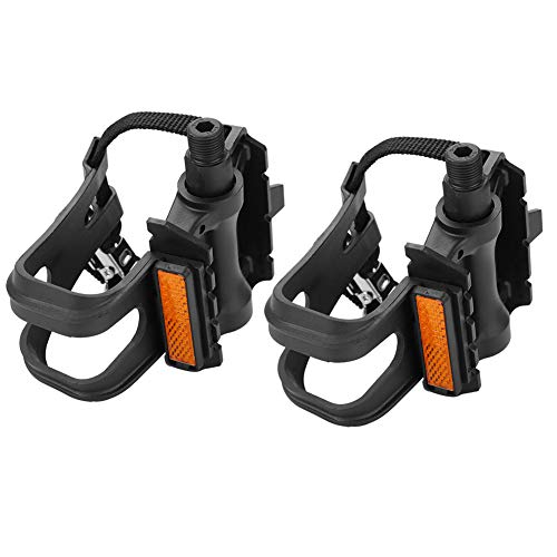 image for Tbest Bike Pedal Toe Clips Cage, Bicycle Pedals with Toe Clip & Straps