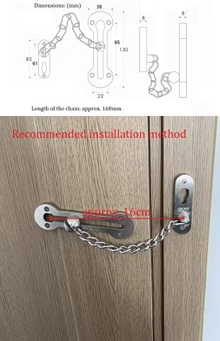 VIBORG Solid SUS304 Stainless Steel 3MM Extra-Thick Casting Heavy Duty Door Chain External Front Door Restrictor Limiter Security Lock Safety Guard Chain for Wooden and UPVC Doors EK-07A
