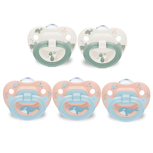 NUK First Choice Classic Orthodontic Baby Pacifier 18-36 Months Toddler Pacifier Blue & Orange Baby Must Haves 5-Pack