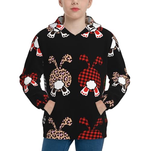 Cute Bunny Kids Pullover Hoodies Boys Sweatshirts Girls Athletic Clothes with Pocket