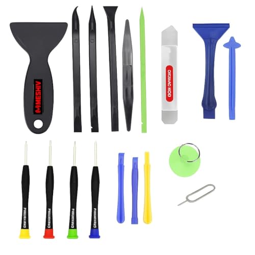 Image of Mobile Repairing Tool Kit Meshiv 17 in 1 Professional Cell Phone Mobile Screwdriver Set Repair Opening Tool Kit for iphone Various Smartphones and Tablets, Multicolour (18 IN 1 Pry Tool Opener)
