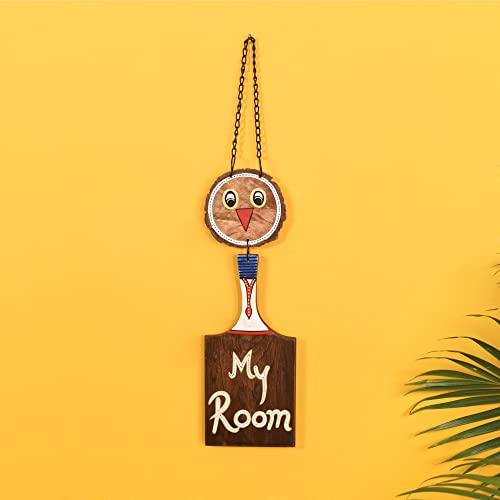 Image of AAKRITI ART CREATIONS Handcrafted My Room Board for Kids, Abstract Art Wooden Wall Hanging Panel Set of 1, Multicolor Kids Wall Decor | Matte Finish Wooden | Home Decor for Kids Room, Bedroom