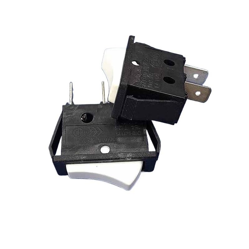 2PC DRH-1115 2ピン 32*14mm ボート型スイッチ ホワイトボタンクランク電源 16A 250V