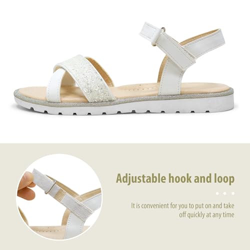 Image of LseLom Girls Sandals Cute Open Toe Sandals Glitter Party Wedding Princess Summer Flats