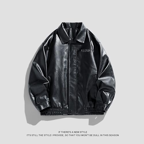 Dgoopd Faux Leather Jacket Men Vintage Motorcycle Jacket Turn down Collar Jacket Zip up Moto Jacket Casual Biker Jacket2