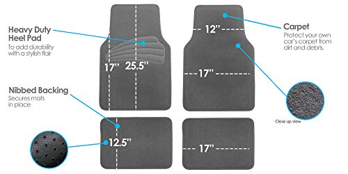 Fh Group Car Floor Mats - Premium Full Set Gray Carpet Combo Small Car Seat Cover Design Floor Mats, Carpet Universal Fit Protector Mat For Most Sedan, Suv And Truck All Purpose Car Floor Mats #TOP4