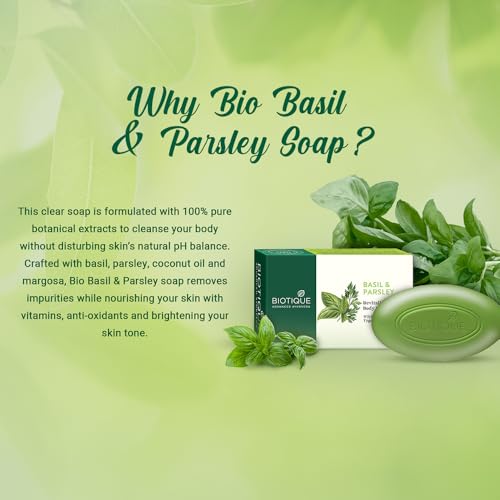 Image of Biotique Basil & Parsley revitalizing Bathing Bar 150g x 3