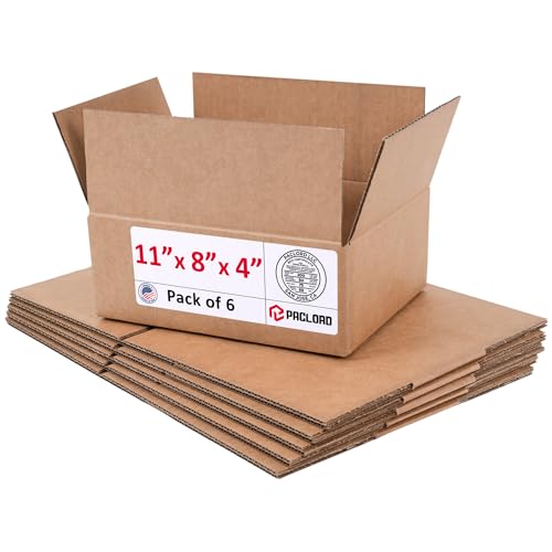 Image of Small Cardboard Boxes 11 inchL x 8 inchW x 4 inchH (Pack of 6) - USA-Made Packing Boxes for Moving, Shipping, or Storage - USPS, UPS, FedEx Approved - Professional Packing Supplies for Moving