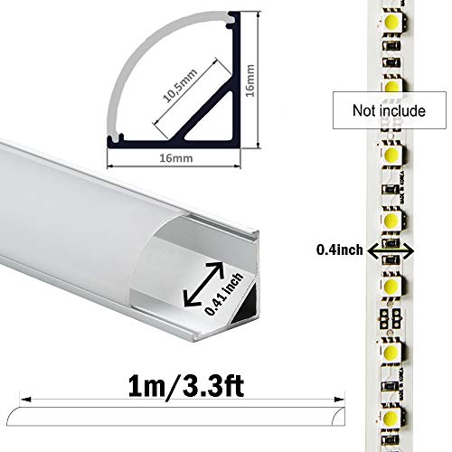 Image of StarlandLed LED Strip Channel with Diffusers, 6-Pack 1Meter /3.3ft LED Aluminum Profile Track Housing V-Saped with Cover and Complete Mounting Accessories for LED Strip Light