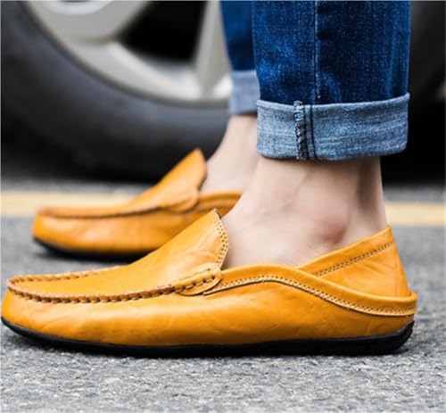 Comfortable Wedding Slip-ons Mens Loafers Genuine Leather Stitching Details Round Toe Flexible Anti-Slip3