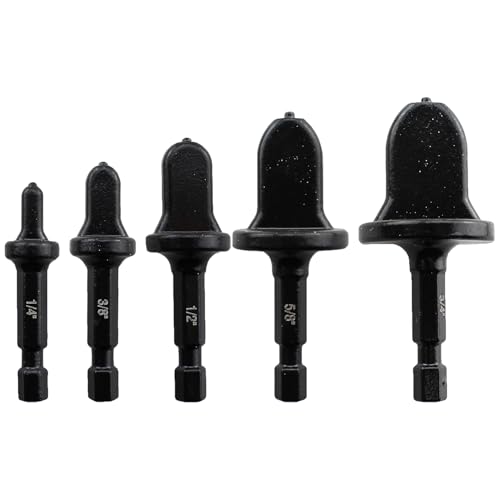 TAODAN 5PCS Black Steel HVAC Copper Expansion Drill Bits Set 1/4 to 3/4 Inch Orifice Enlargement Tool for Air Conditioning Maintenance