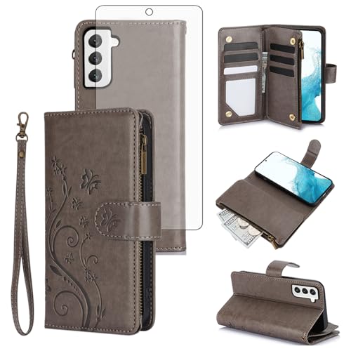 Coque Samsung S22 5G Asuwish Étui portefeuille avec protège-écran