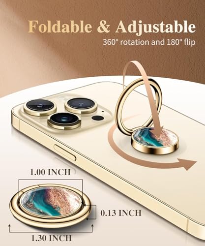 Image of Mizi Marble Cell Phone Ring Holder, Metal Kickstand Grip for Magnetic Car Mount Compatible with iPhone 16 /15 /14 /13 /12 Series & Galaxy S24 /S23 Ultra and Other Phones - Golden Sand