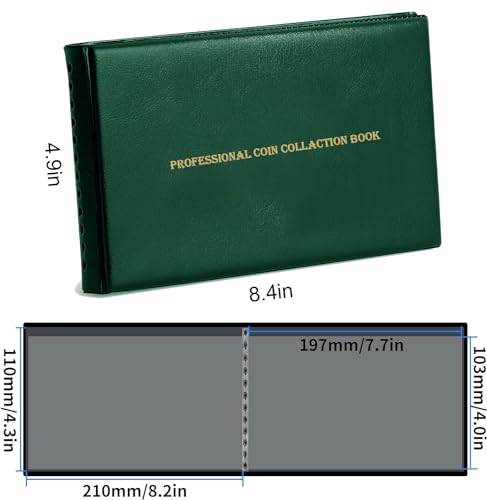 Image of 40 Pockets Banknote Currency Collecting Album - 20 Sheets Clear Dollar /Note Bill Holders World Money Storage Book Collection Supplies Double-Sided Pages for Trading Cards Stamps Tickets-Green